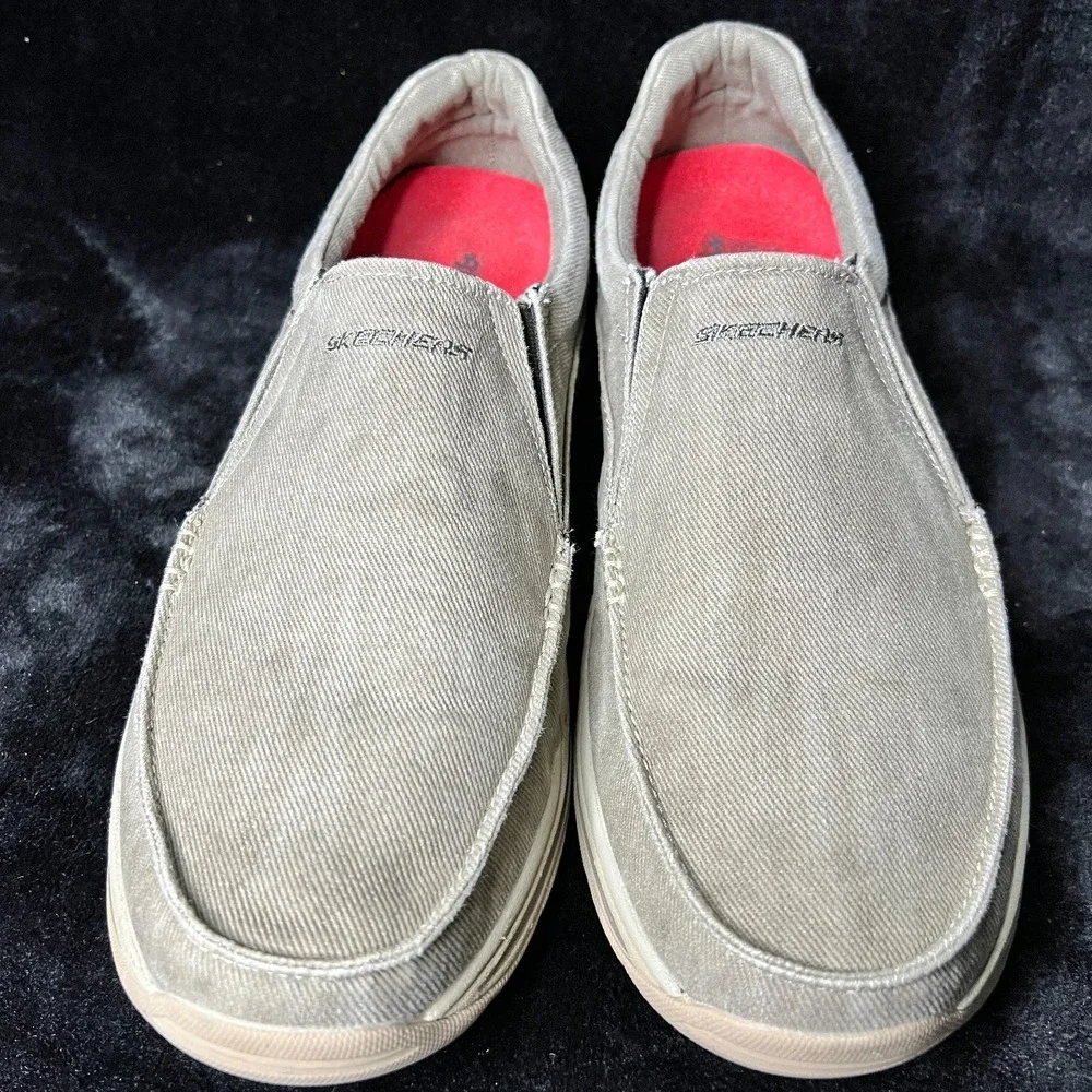 Skechers Expected Avillo 64109 KHK Men's 11 Sneakers Khaki Casual‎ Slip On Shoes